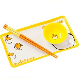 Sanrio Hello Kitty and Friends Gudetama The Lazy Egg 3 Piece Sushi Plate Set